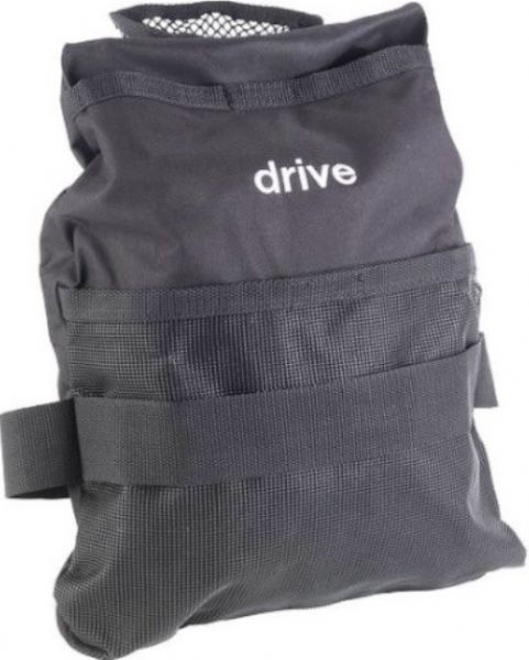 Drive Medical 10255-1 Side Walker Carry Pouch, Black; Easily attaches to side frame of walker; For use with most folding walkers; Made of durable, easy-to-clean nylon; Detachable mesh pocket; 2 large pockets with hook-and-loop fasteners; Dimensions 2.5